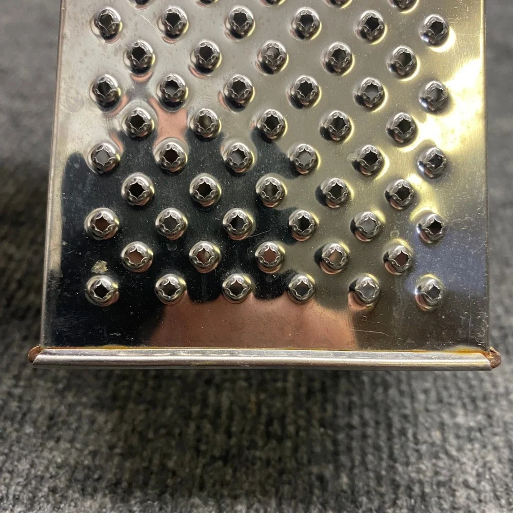 Vintage Miniature Stainless Steel 4-Sided Box Grater with Cream Handle Retro
